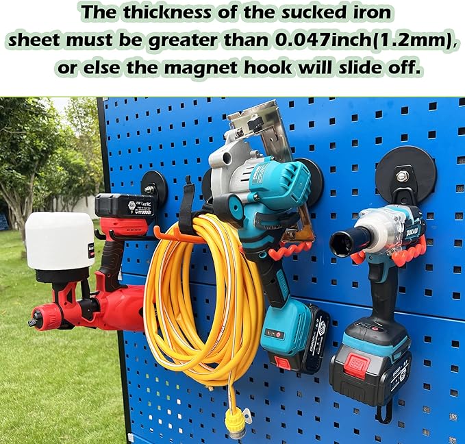 ULIBERMAGNET Magnetic Garage Hooks,Heavy Duty Cordless Drill Hook,Power Tool Organizer,Large Manget with Hooks for Workshop Organization,2 Pack Hooks for Drill,Box,Garden Tool(Black)