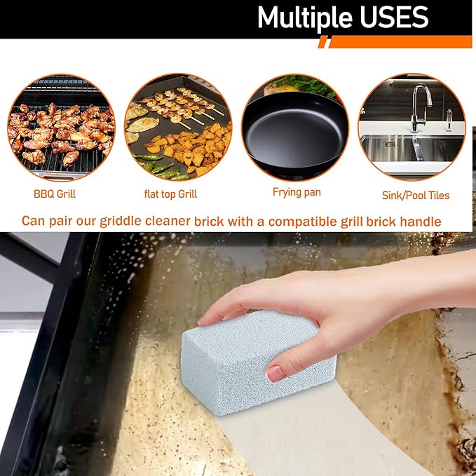 Heavy Duty Grill Cleaner, Grill Cleaning Bricks, Pumice Griddle Cleaning Stone Removing Stains for BBQ, Swimming Pool, Sink(8 Pack)
