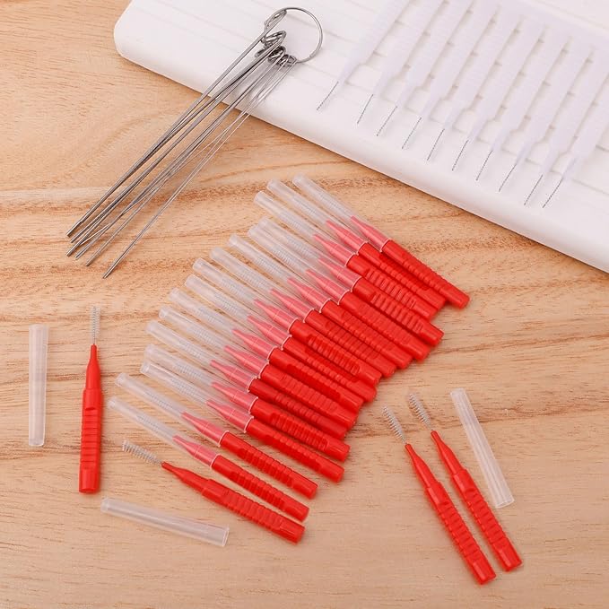 40pcs Shower Head Cleaner Tools, 2 Designs Shower Head Cleaning Brushes Multi-Size Showerhead Cleaner Picks Anti-Clogging Cleaning Brush for Bathroom Small Hole Gap Nozzle Window Slot (Red)