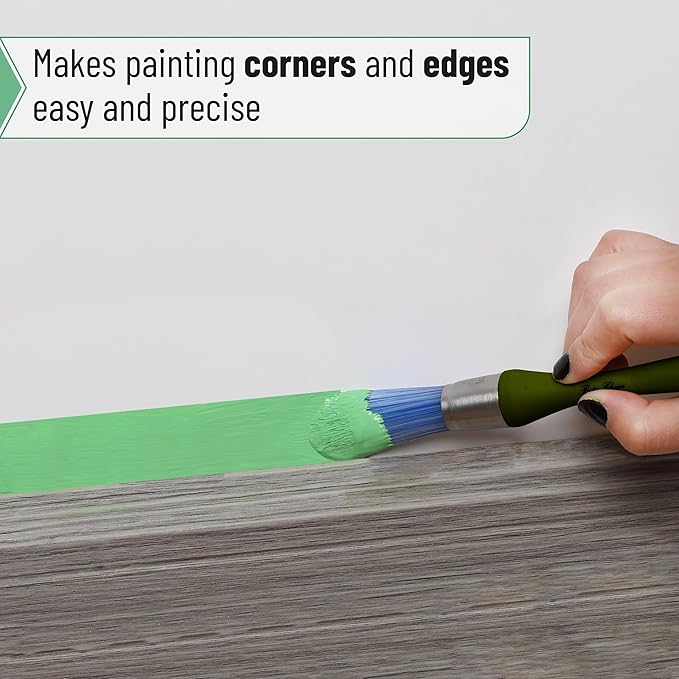 Bates- Trim Paint Brush, 0.75 Inch, Ergonomic Non-Slip Handle, Synthetic Bristles, Trim Brushes for Painting, Olive Color