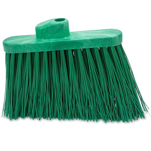 SPARTA Plastic Broom Head, Angled, Un-Flagged for Large Debris Indoor, Outdoor, Home, Restaurant, Lobby, Office, 12 Inches, Green