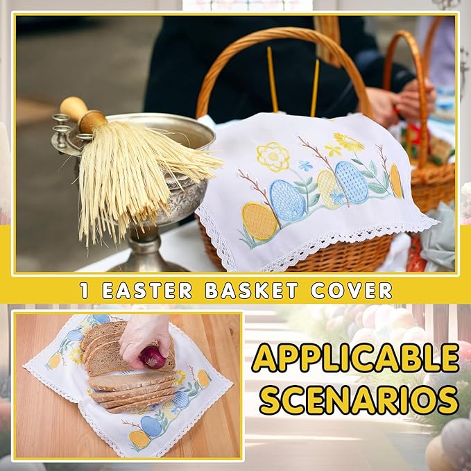 Tegeme Easter Orthodox Pascha Basket Cover Table Decoration Easter Religious Gift 18.5" x 15" Embroidered Cloth with Христос Воскрес Large Cloth Communion Prosphora Greek Christian Altar