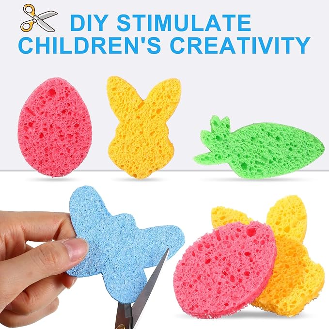 Zhengmy 48 Pieces Sponges Kitchen Compressed Sponges Bulk Natural Dish Sponge Compressed Wood Pulp Cleaning Sponge Without Scratching for Kitchen Bathroom, 3.9 x 2.4 x 0.12 Inch (Multicolor)
