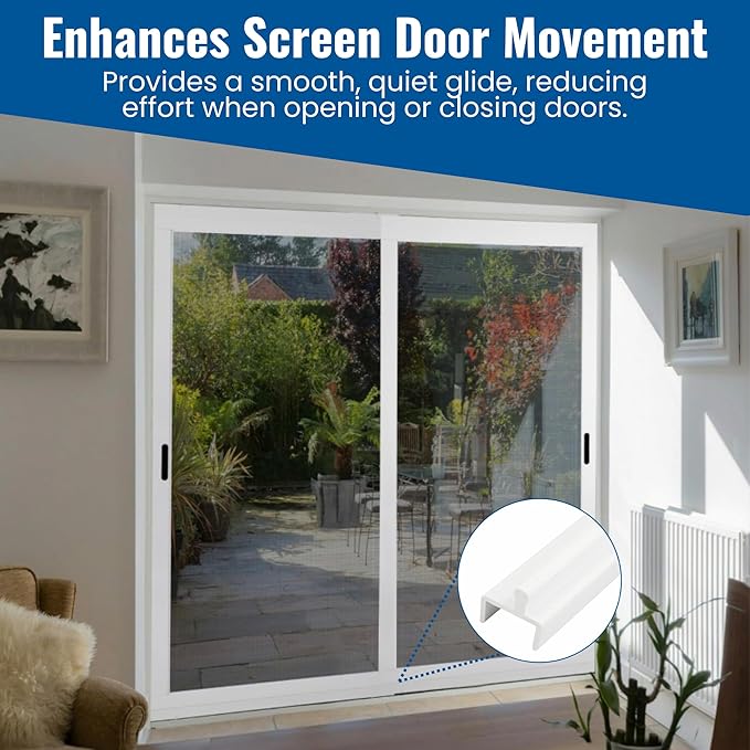 KC Hardware Vinyl Sliding Screen Door Track, Sliding Door Bottom Track Replacement, Patio Screen Door Repair Guide- White Vinyl (48 Inch, 1, Pack)