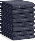 Homaxy 100% Cotton Terry Kitchen Towels(Dark Grey, 20 x 28 inches), Checkered Designed, Soft and Super Absorbent Dish Towels, Large 8 Pack