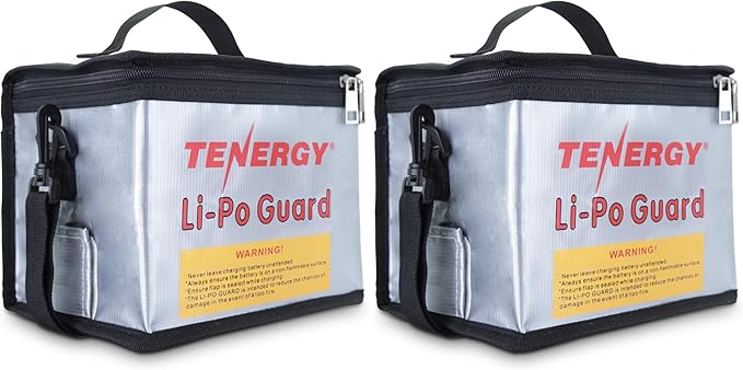 Tenergy Fire Retardant Lipo Zipper Bag for Charging and Storing Lipo Battery Packs, 8.5 x 6.5 x 5.7inch (Pack of 2)