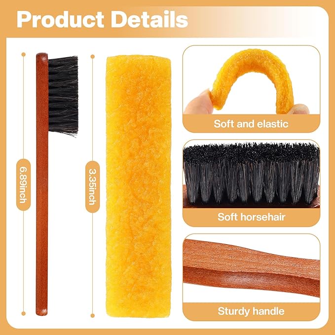 2 Pcs Suede Shoe Brush Nubuck Leather Cleaner Shoes Shine Dauber Crepe Applicators Set with Cleaning Eraser Cloth(Detailing Brush with Eraser)