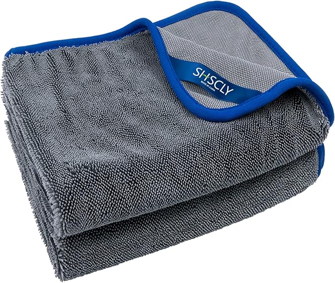 SHSCLY Professional Car Drying Towel – 2-Pack XL Microfiber Towels for Cars, Trucks & SUVs, No Drag, Paint-Safe, Controlled Streak-Free Drying, Lightweight Feel When Wet, Soft & Absorbent, 29" × 33"