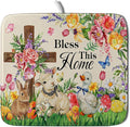 Easter Farmhouse Dish Drying Mat Funny Animal Dish Pad for Kitchen Counter Small 16 X 18
