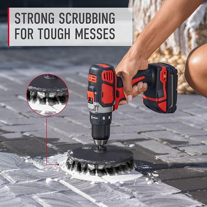 Hoover Hard Bristle Cleaning Brush, 6" Hard Bristle Brush, For Use on Tough Surfaces, Heavy Duty Whole Home Cleaning, Scrubber Brush Drill Attachment for Cleaning