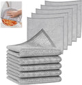 SINLAND Silver Mesh Dish Cloths Wire Dish Washing Rags Magic Cleaning Cloths Stainless Steel Metal Cloth for Dishes Sinks Counters Stove Tops Easy Rinsing 7.87x7.87 Inch 10 Pack