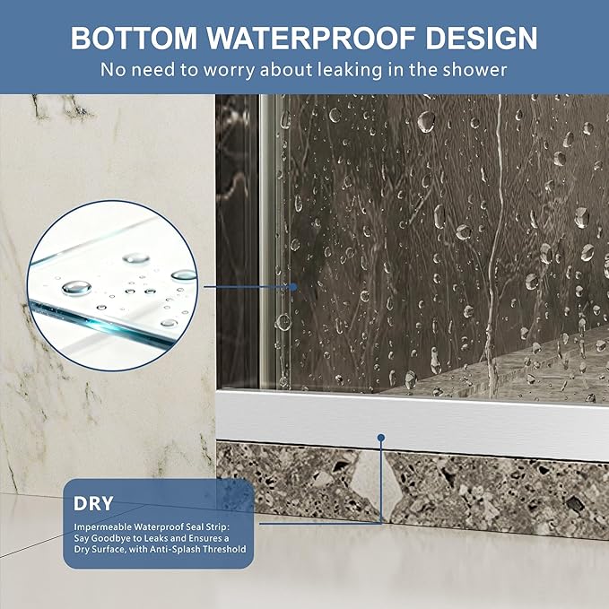 50-54" W x 76" H Frameless Shower Door, Double Sliding Glass Shower Door with 5/16" (8mm) Clear SGCC Tempered, Roller Disc System, 304 Stainless Steel (Brushed Nickel, 50-54" W*76" H)