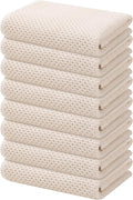 Kitinjoy 100% Cotton Waffle Weave Kitchen Hand Towels (13 X 28 Inches, Beige), 8-Pack Super Soft and Absorbent Dish Towel for Drying Dishes