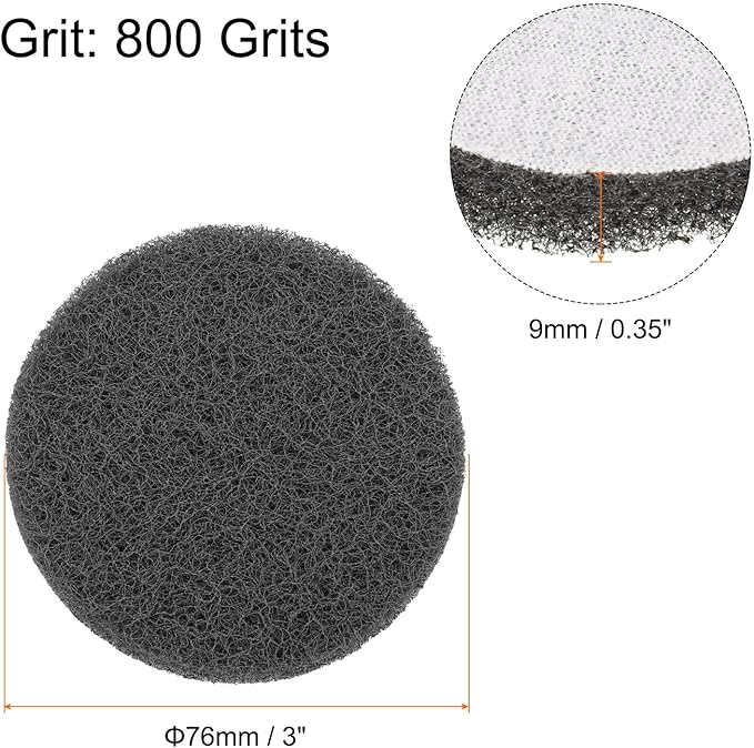 HARFINGTON 20pcs Scrubber Scouring Pads 800 Grits 3 Inch Drill Power Brush Hoop and Loop Surface Conditioning Disc Drill Scuffing Disc Scrub Pads for Home Kitchen Cleaning, Grey