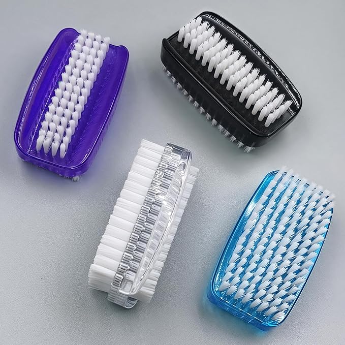 Nail Brush for Cleaning Fingernails Two Sided Fingernail Scrub Brush Soft Stiff Nylon Bristles Scrubber Brush for Hand and Under Nails,4 Pack