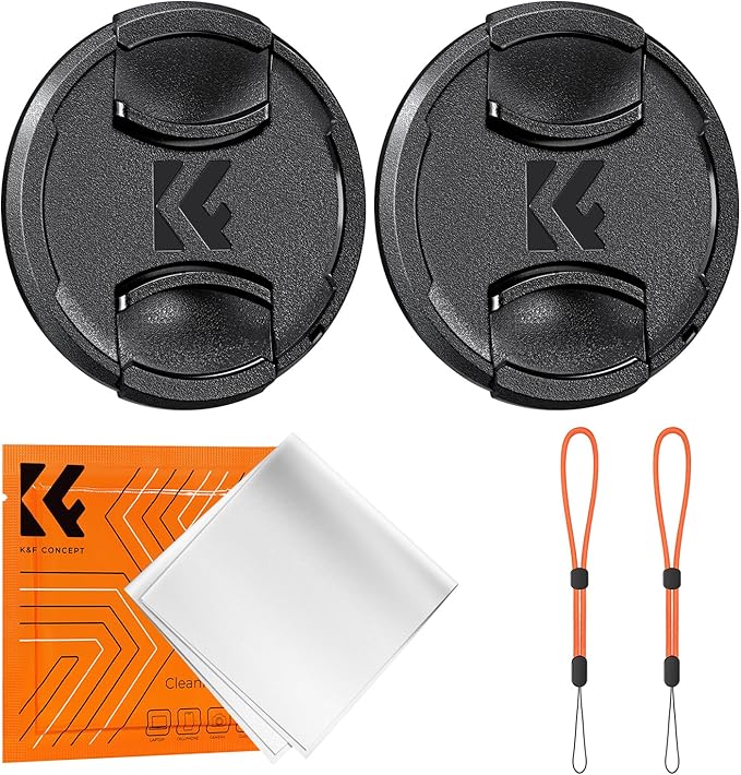 K&F CONCEPT 40.5mm Front Lens Cap Cover Kit, 5-in-1 Center Pinch Lens Cover + Anti-Loss Keeper + Microfiber Cleaning Cloth Compatible with Canon, Nikon, Sony Camera Lenses with 40.5mm Thread