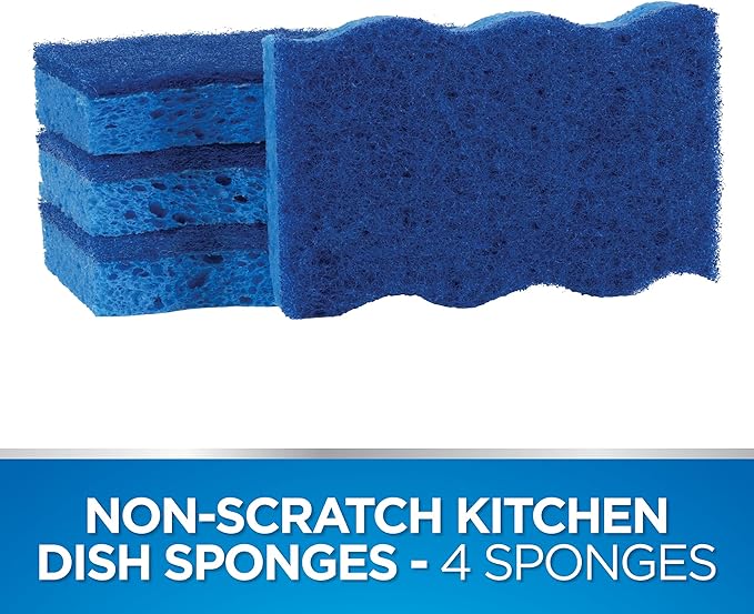 Dawn Non-Scratch Kitchen Dish Sponges, Blue (Pack of 4)