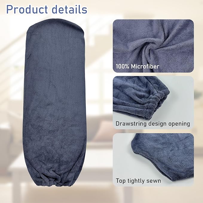 4 PCS Ceiling Fan Duster Kits,100% Microfibre Fan Blade Cleaner for high Ceiling Fan Blades.Machine Washable and Reusable,Includes 2 Ceiling Fan dusters and 2 Microfibre Towels（Grey） (Grey)
