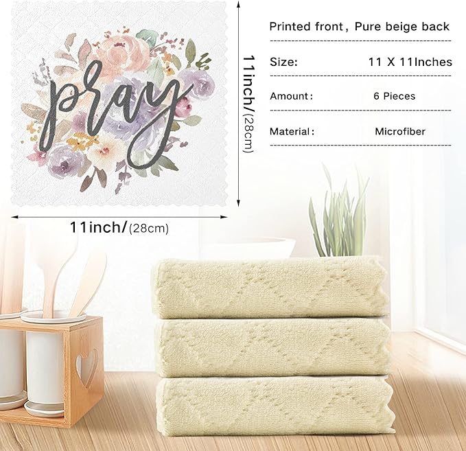 ALAZA Dish Towels Kitchen Cleaning Cloths Super Absorbent Lint Free Bar Tea Soft Towel Kitchen Accessories Set of 6, 11"x11"