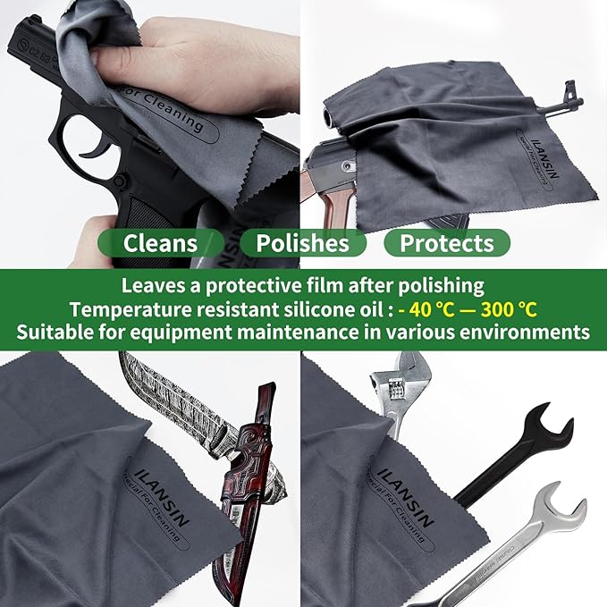Silicon Gun Cloth 12'' ×12'' Gun Cleaning Cloths Lint Free - Gun Cleaning Wipes with Silicon Gray Gun Cleaning Rags for Gun Cleaning/Polishing Silicon Rags/Rust Wipes