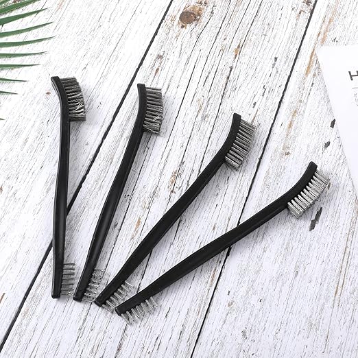 4 Pcs Small Cleaning Brushes, Small Wire Brush for Cleaning, Double-Ended Detail Cleanings Brush for Cleanings Welding Slag and Rust