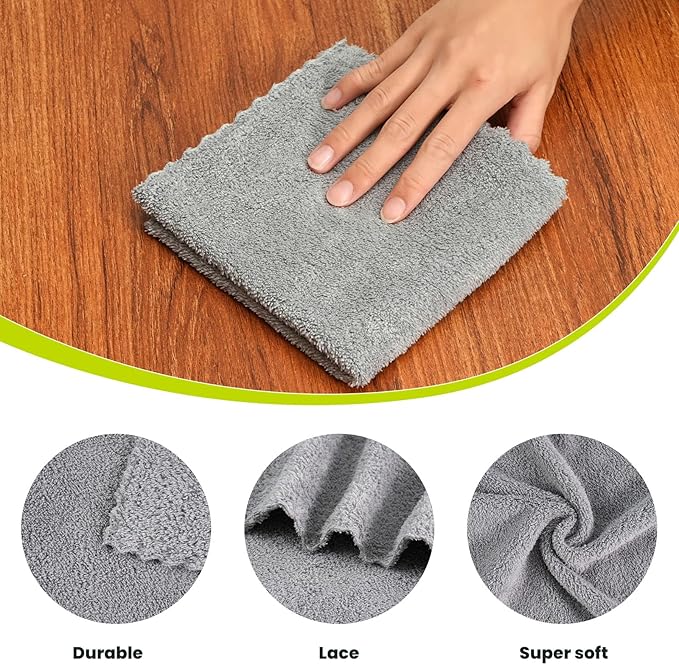 12 Pack Cleaning Cloth,Ultra Soft Absorbent Quick Drying Microfiber Cleaning rags,No scratches,Reusable,Washable,Lint Free Cleaning Towels for Kitchen,Window,Glass,car,11.8"×11.8",(Multicolor)