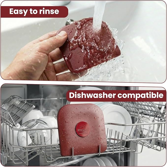 Pan Scraper, 5 Pcs Pot Scraper, Pan Scraper Plastic, Multifunctional Scraper Tool for Kitchen, Non-Slip, Food Safe, High Heat Resistant-Red