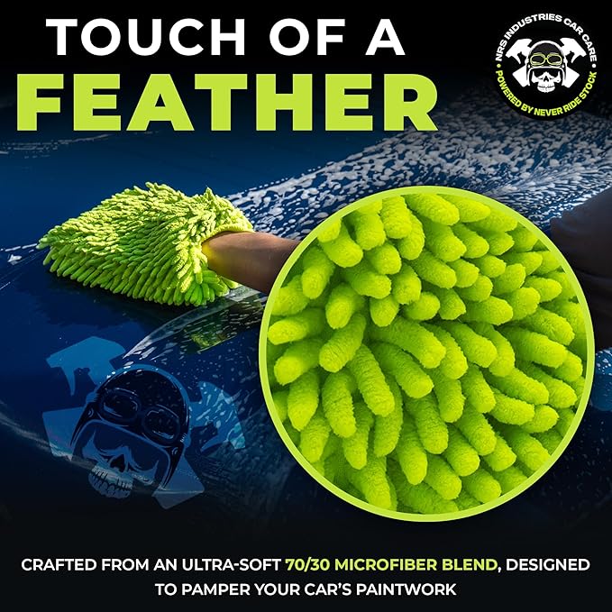2 Pack Microfiber Car Wash Mitt | Ultra-Soft Chenille | Car Wash Detailing | Dual Sided Sponge Glove | Scratch-Free | Auto Care Brush Mitt | Great for Cars, Trucks, Motorcycles & More