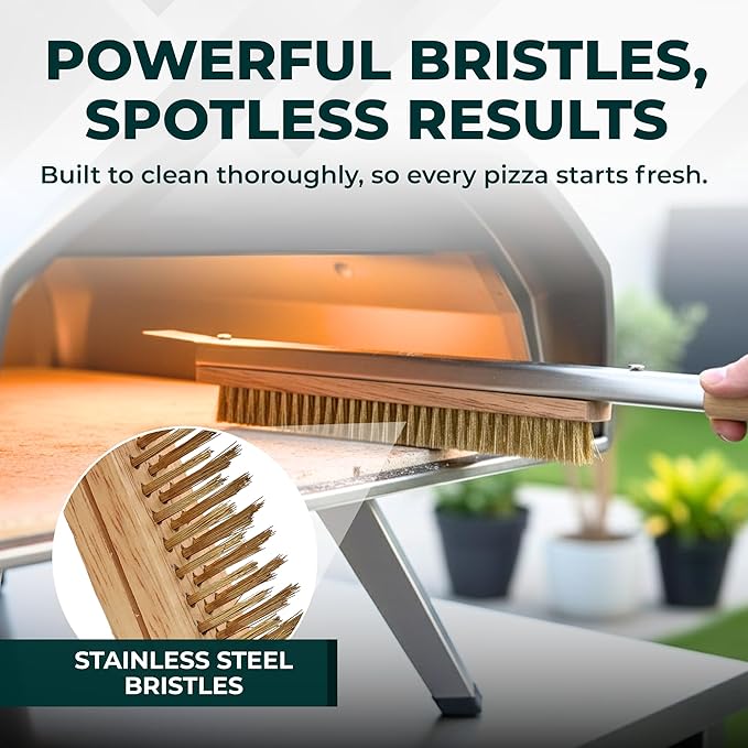 Urban Whisk 26" Pizza Oven Brush with Scraper & Pizza Peel – Brass Bristle Pizza Brush for Oven Cleaning + Aluminum Pizza Peel, Extra-Long Heat-Safe Handle