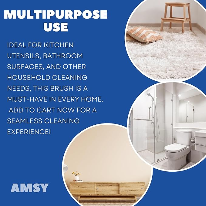 AMSY 2-in-1 Multipurpose Cleaning Brush with Soap Dispenser - Green, Nylon Bristles, Plastic Handle and Body, Ideal for Kitchen, Bathroom, Tile, Upholstery, Fabric, Shoes, Utensils