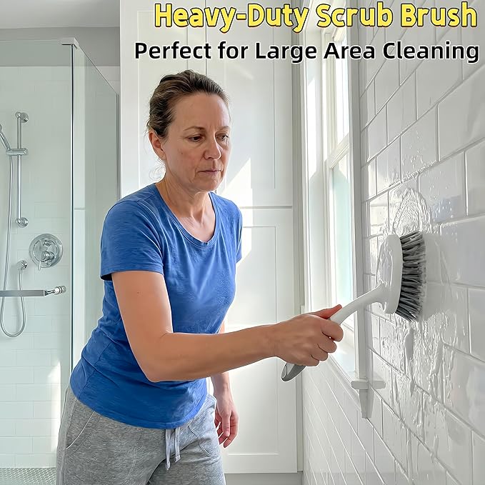 Scrub Brush for Cleaning-3 Pack Heavy-Duty Scrub Brushes Set Shower Scrubber Brush,Grout Brush,Scrubbing Brush with Stiff Bristles for Bathroom,Bathtub,Tile,Floor,Grout,Sink,Swimming Pool