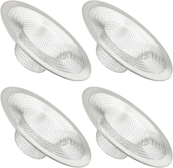 4 Pack Heavy Duty Stainless Steel Kitchen Sink Strainer, 3.54" Top / 1.65" Mesh Slop Basket Filter Trap, Utility Drain Hole for Kitchen Sink/Bathroom Bathtub Wash basin Floor drain Balcony