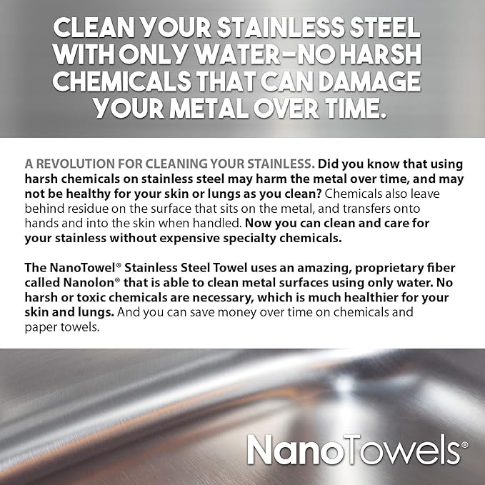 Stainless Steel Cleaner | The Amazing Chemical Free Stainless Steel Cleaning Reusable Wipe Cloth | Kid & Pet Safe | Light Green 7x16 (1 pc)