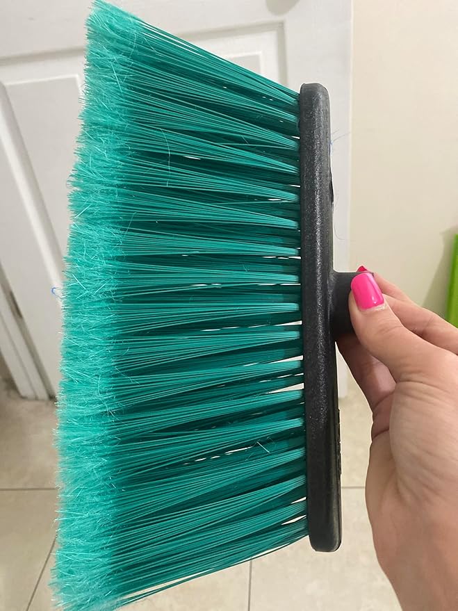 LUZIA Green 14" Premium Broom Head – Long Flagged Bristles – Gentle Deep Sweep – Universal 7/8" Thread – Recycled PP – Handle Not Included (Green, LUZIA)
