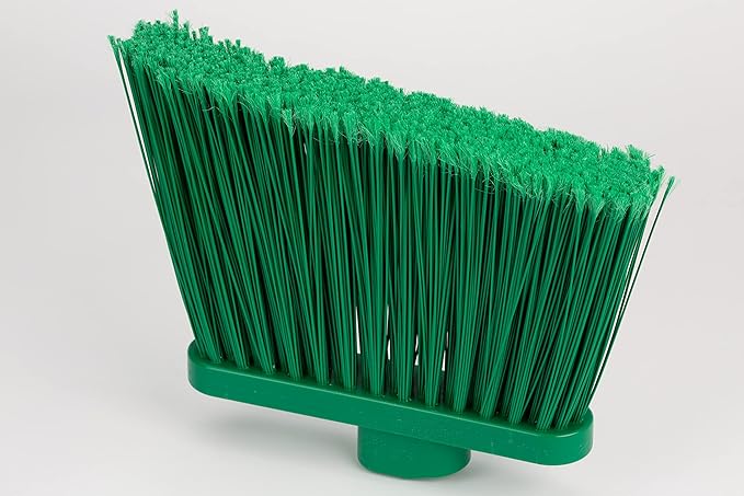 SPARTA 41082EC09 Plastic Color Coded Broom, Flagged Bristles, Long Broom With Angled Head For Large Debris, 56 Inches, Green, (Pack of 12)