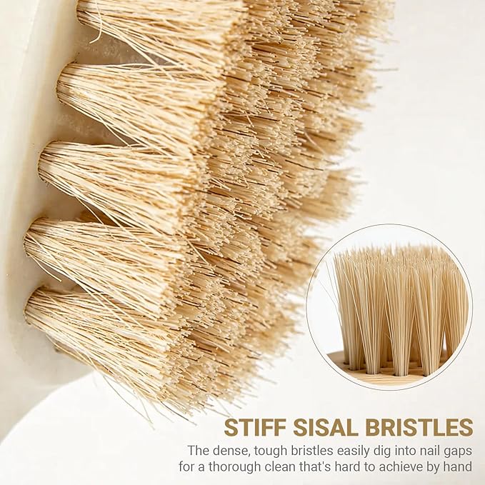 Wood Nail Brush with Hanging Hole, Fingernail Brushes for Cleaning Under Nails, Small Nail Cleaning Brush Set with Firm Sisal Bristles, 3Pack of Wooden Nail Scrubbers(Yellow)
