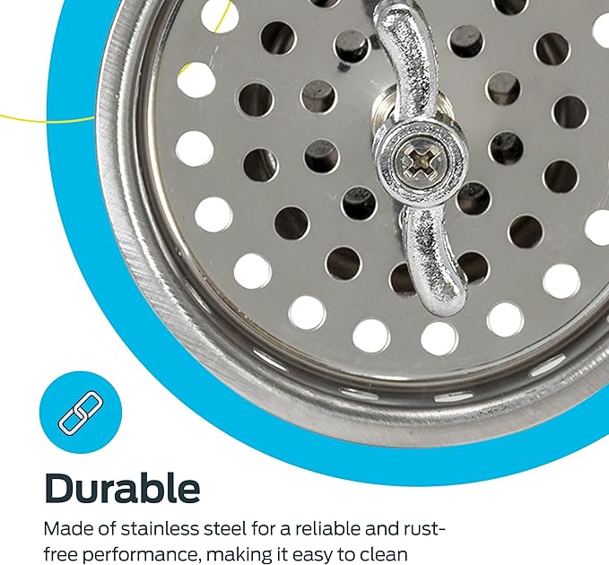EZ-FLO Replacement Basket, Threaded-Post Spin and Seal, Stainless Steel, Fits 3-1/2 in Drains, 30047