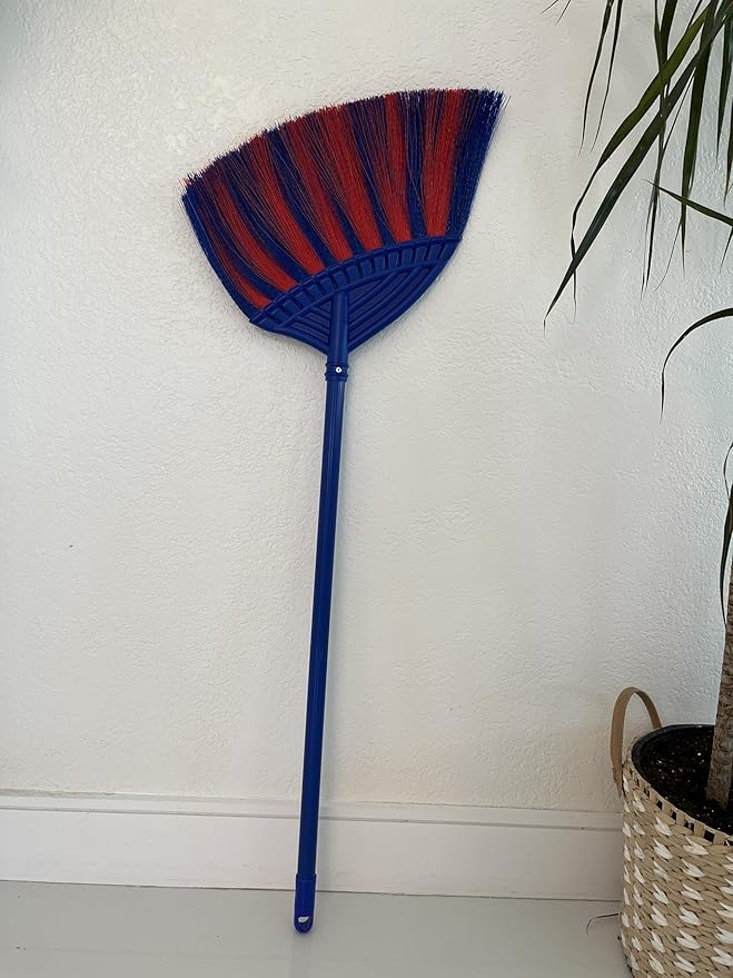 1 Pack Soft Sweeping Brooms /38” House Brooms for Sweeping Indoor& Outdoor Broom Cleaning/Asian Thailand Plastic Broom/Choi Nhua Thai LAN/Choi Nhua Quet Nha (1 pcs) (Blue Red)
