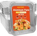 Aluminum Pans Foil Pans with Lids, 30 Pack 9x13 Disposable Trays Half Size Heavy Duty Steam Table Tin Foil Trays Food Containers For Cooking, Heating, Meal Prep, Baking, Roasting