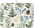 Vintage Herbs Fern Leaves Floral Plant02 Dish Drying Mat for Kitchen Counter Absorbent Microfiber Small Drying Pad Dish mats for Kitchen Countertops 16 x 18 Inch
