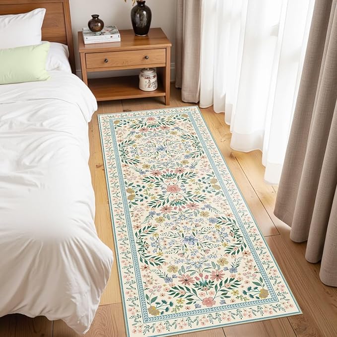 Floral Rug for Living Room Bedroom(Green 2x5