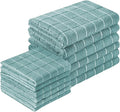 Microfiber Kitchen Towels and Dishcloths Set, 26 X 18 Inch and 12 X 12 Inch, Set of 12 Bulk Lint Free Dish Towels for Drying Dishes, Lake Blue