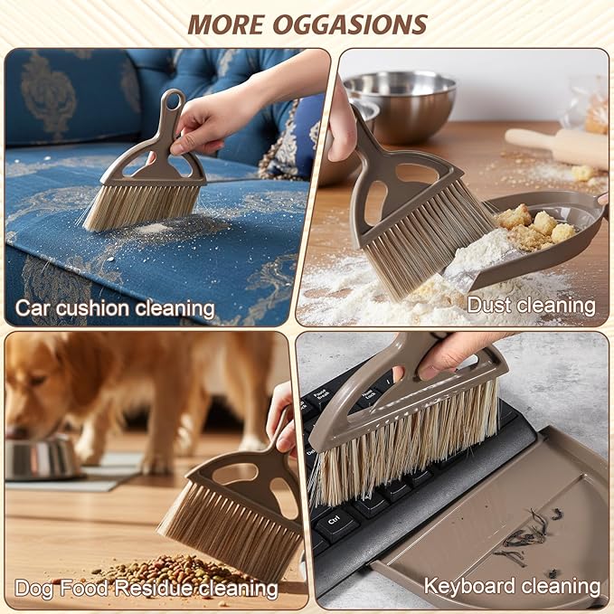 Ouligay Small Broom and Dustpan Set Mini Dustpan and Brush Set Handheld Mini Broom and Dustpan Set for Kitchen Desk Counter Sofa Kitchen Office Pet Care and Outdoor Camping Tent