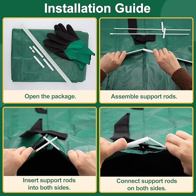 2 Pack 72 Gallon Large Leaf Collector, Foldable Reusable Yard Waste Bags, Heavy Duty Dustpan Type Garden Leaf Bags with Gloves