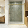 Sliding Shower Door, 60" W x 76" H Semi-Frameless Double Sliding Glass Shower Door with 5/16'' (8mm) Clear ASNI SGCC Tempered Glass, Bypass Shower Enclosure, Brushed Gold