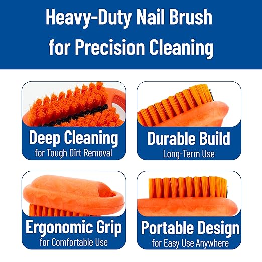 SPARTA 5 Inch Hand and Nail Brush with Stiff Polyester Bristles, Polypropylene Body, Color Coded Scrub Brush for Commercial Foodservice and Industrial Use, Orange (Pack of 12)