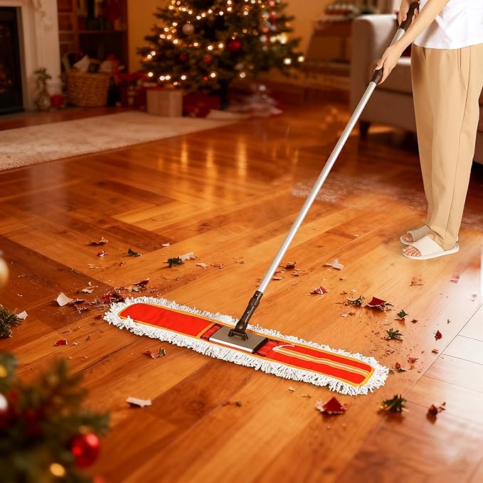 Heavy-Duty 36" Commercial Dust Mop & Floor Sweeper - Extra Wide Wet/Dry Hardwood Floor Cleaner with 59" Long Handle, Washable Microfiber and Oxford Mop Pad