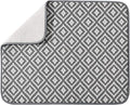SUBEKYU Microfiber Dish Drying Mat for Kitchen Counter, Absorbent Dishes Drainer/Rack Pad for Countertop, 19.2 by 15.8 Inches (Rhombus), Grey, 1 Pack