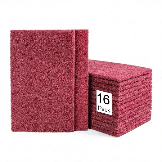 6" x 9" Scuff Pad Maroon 16 Pack - Scuffing, Scouring, Sanding, Paint Primer Prep Adhesion Scratch - Surface Preparation Automotive Car Auto Body Woodworking 7447
