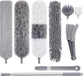Microfiber Feather Duster Kit, 9PCS Dusters for Cleaning with 100-inch Extendable Pole, Bendable Reusable Washable Cobweb Duster for High Ceilings and Fans, Blinds, Cars and Furniture